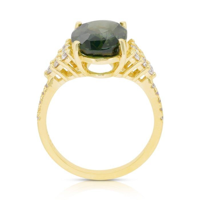 Mesmerizing 7.36ct Zircon and Diamonds Cocktail Ring in 18k Yellow Gold - GIA Certified