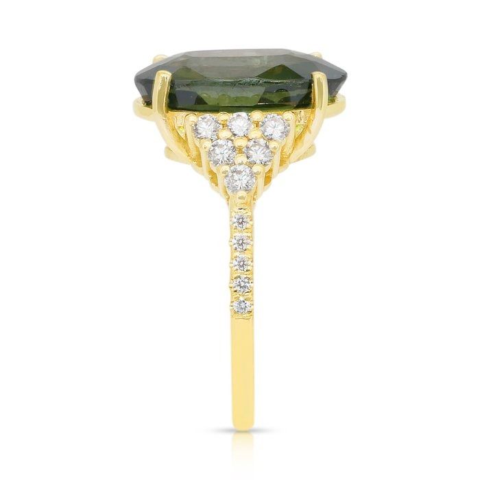 Mesmerizing 7.36ct Zircon and Diamonds Cocktail Ring in 18k Yellow Gold - GIA Certified