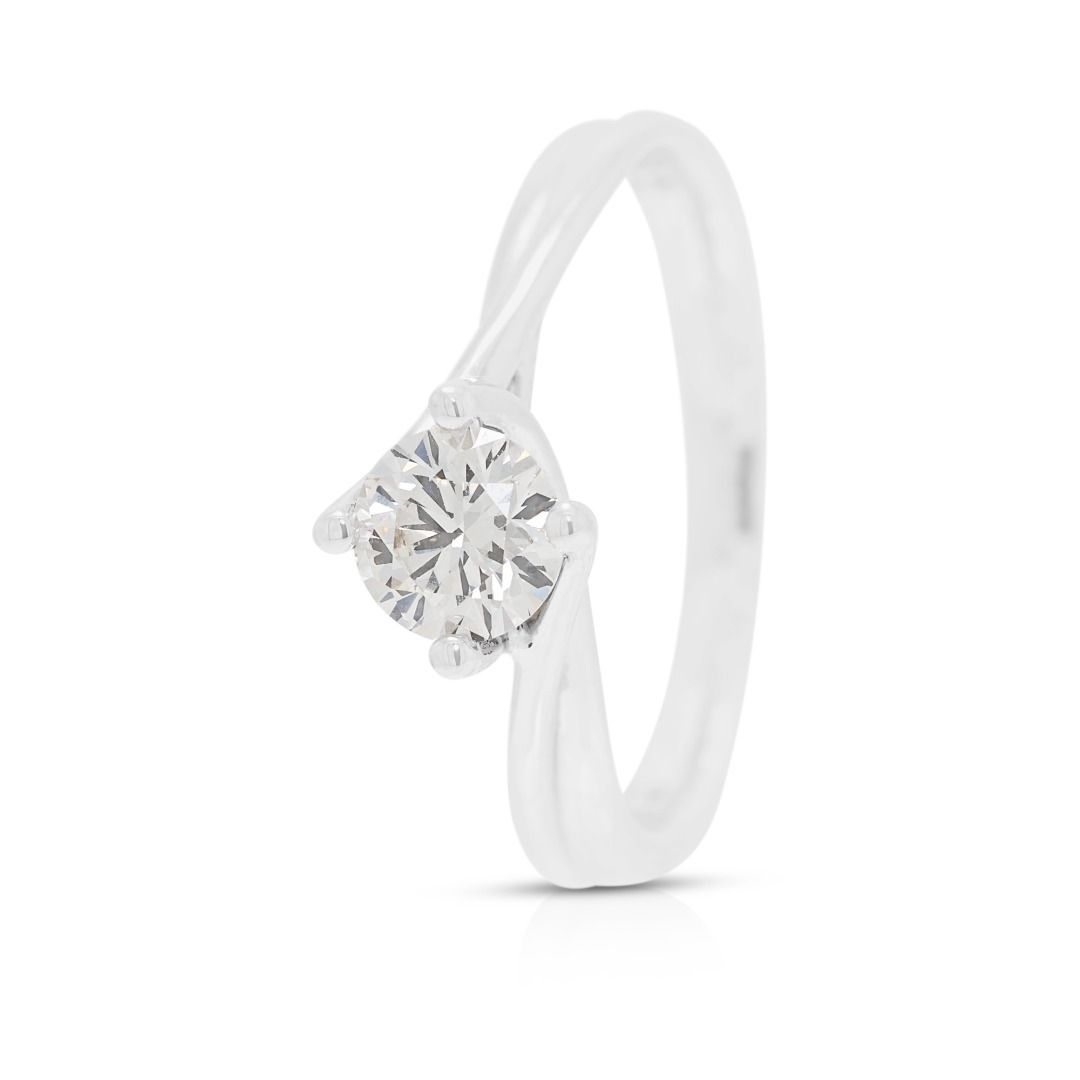 Meyson 0.44ct Natural Diamond Solitaire Ring in 18K White Gold - SIGMA Certified