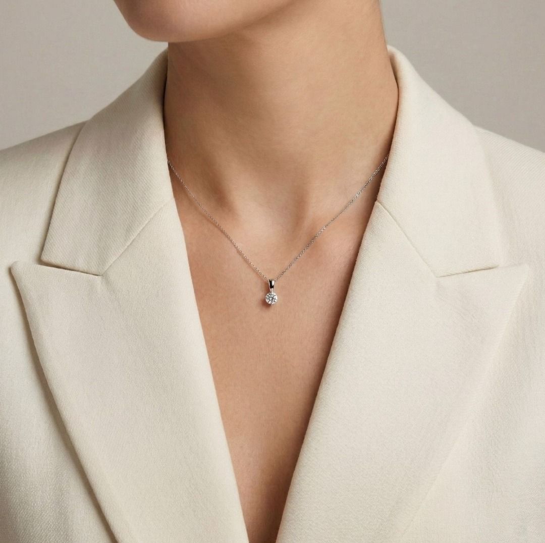 Minimalist 0.31ct Diamond Solitaire Pendant in Platinum