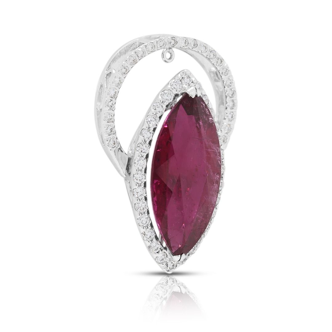 Multi-Way 12.01ct Rubellite & Diamond Ring/Pendant in 18K White Gold