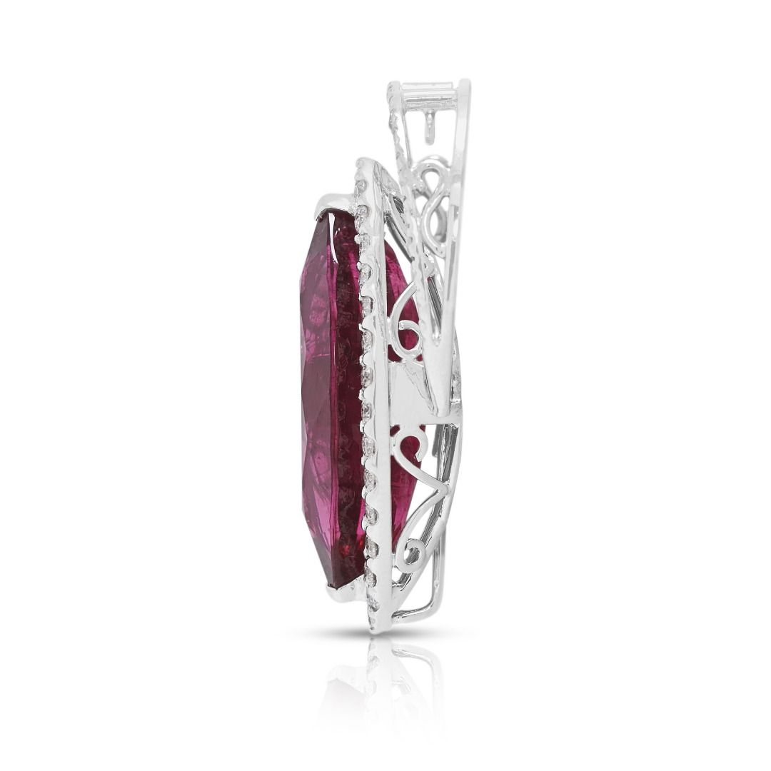 Multi-Way 12.01ct Rubellite & Diamond Ring/Pendant in 18K White Gold