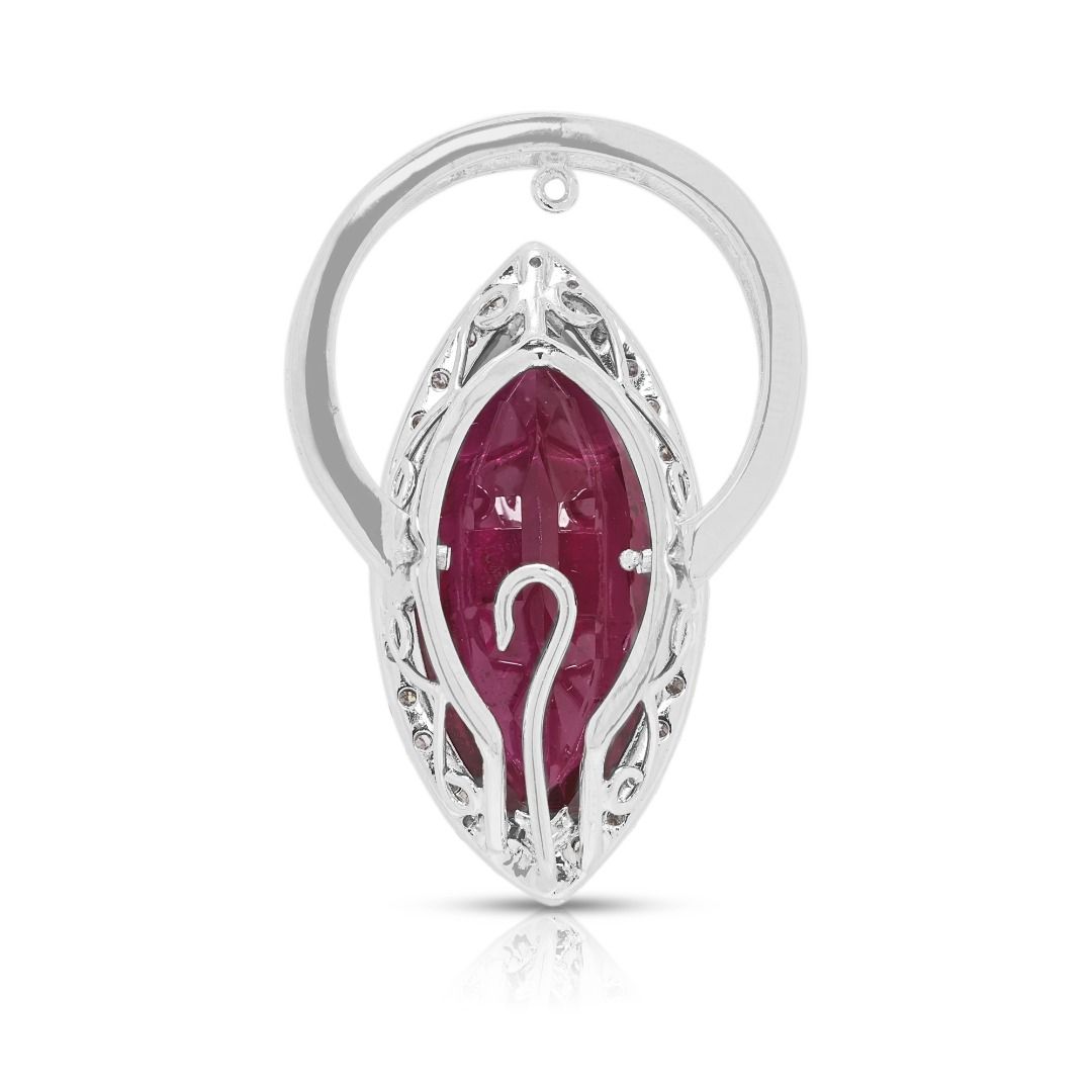 Multi-Way 12.01ct Rubellite & Diamond Ring/Pendant in 18K White Gold