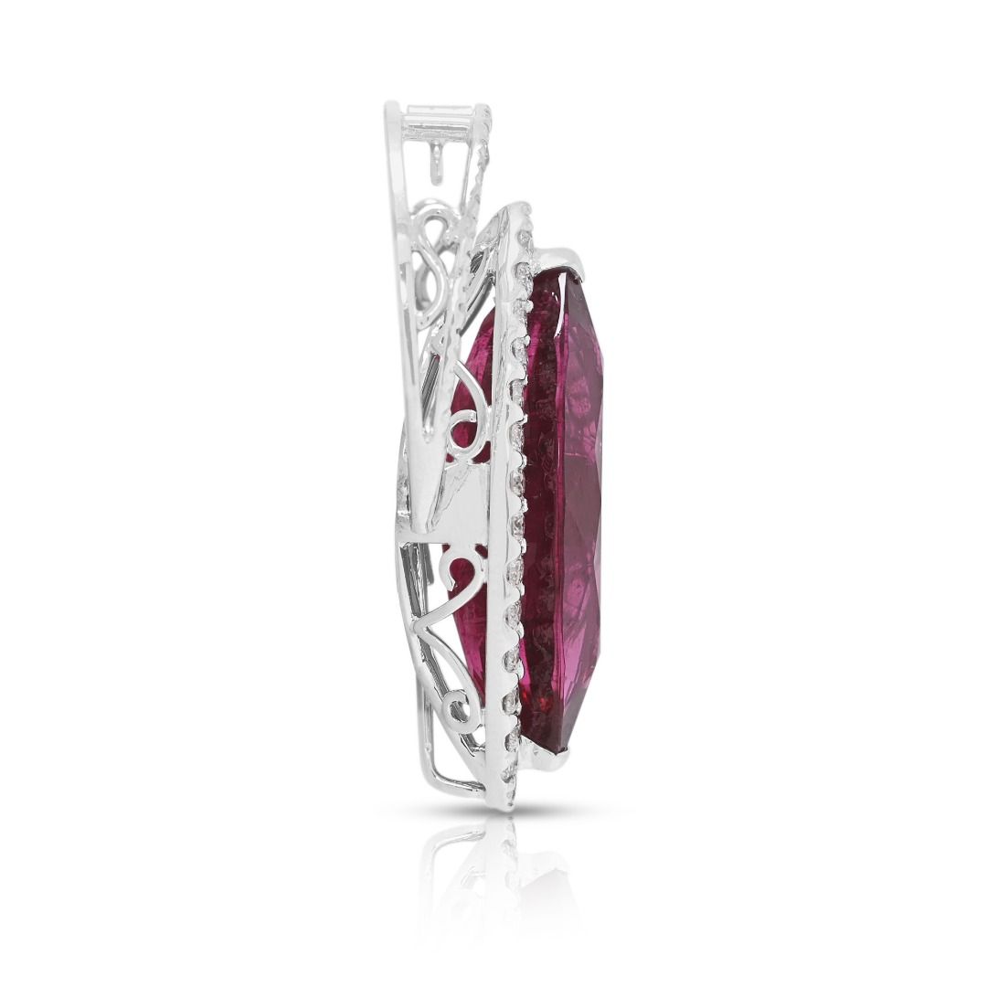 Multi-Way 12.01ct Rubellite & Diamond Ring/Pendant in 18K White Gold