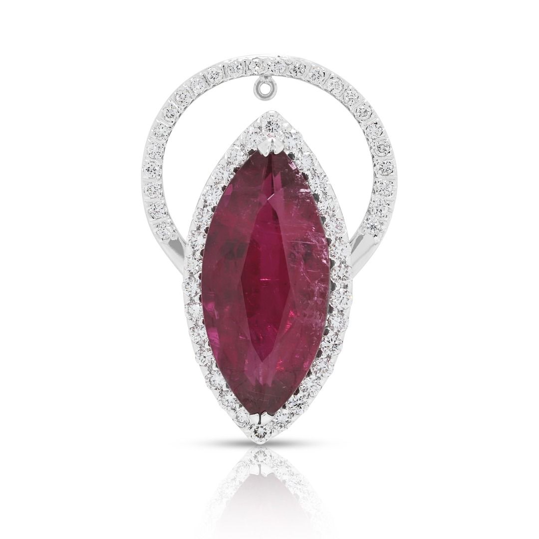 Multi-Way 12.01ct Rubellite & Diamond Ring/Pendant in 18K White Gold