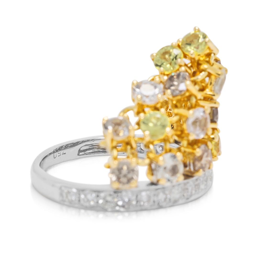Opulent 1.03ct Sapphire & Diamond Channel-Set Vintage Ring in 18K Two-Toned Gold