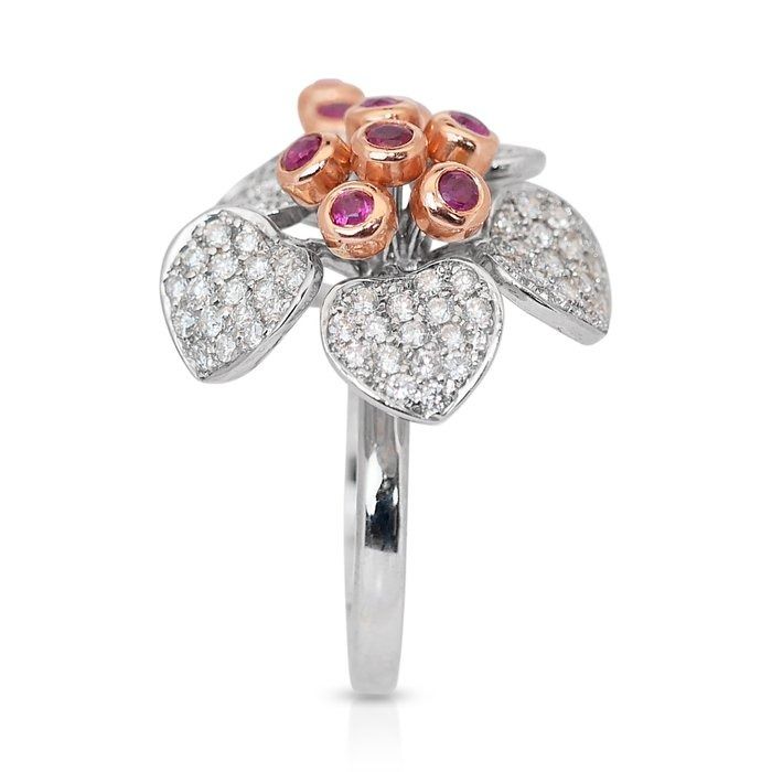 Opulent 3.62ct Ruby & Diamond Ring in 14K White Gold - IGI Certified