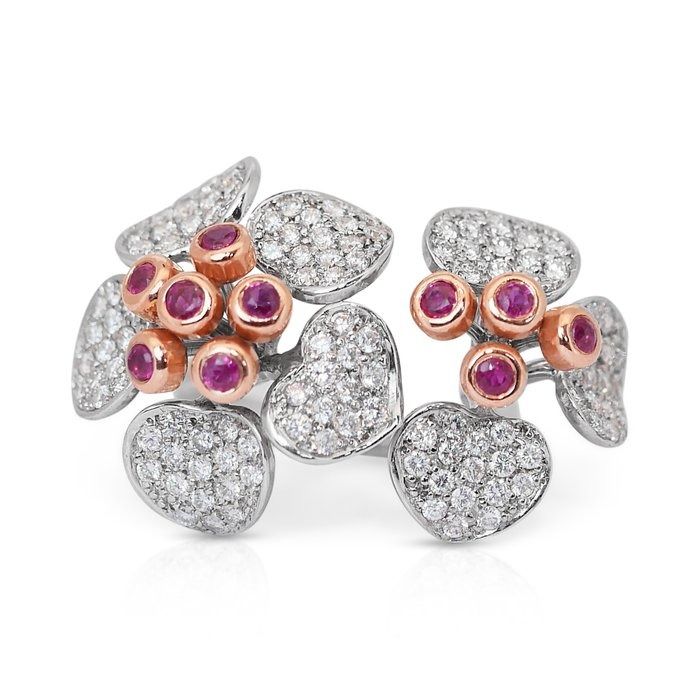 Opulent 3.62ct Ruby & Diamond Ring in 14K White Gold - IGI Certified