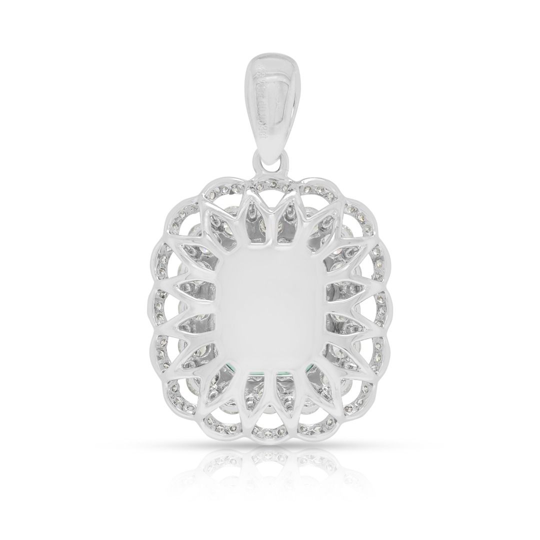 Opulent 4.15ct Emerald & Diamond Pendant in 18K Two-Toned Gold