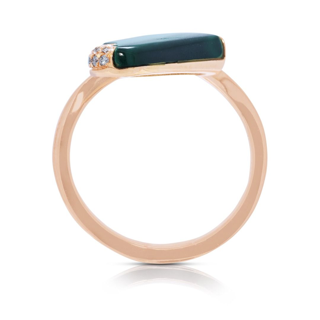 Playful 0.54ct Bvlgari Gelati Malachite & Diamond Ring in 18K Rose Gold (Full Set with Certificate)