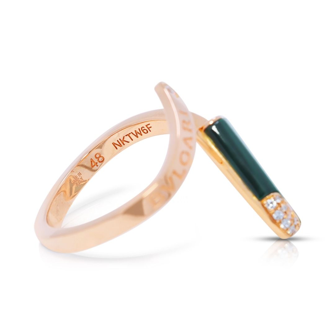 Playful 0.54ct Bvlgari Gelati Malachite & Diamond Ring in 18K Rose Gold (Full Set with Certificate)