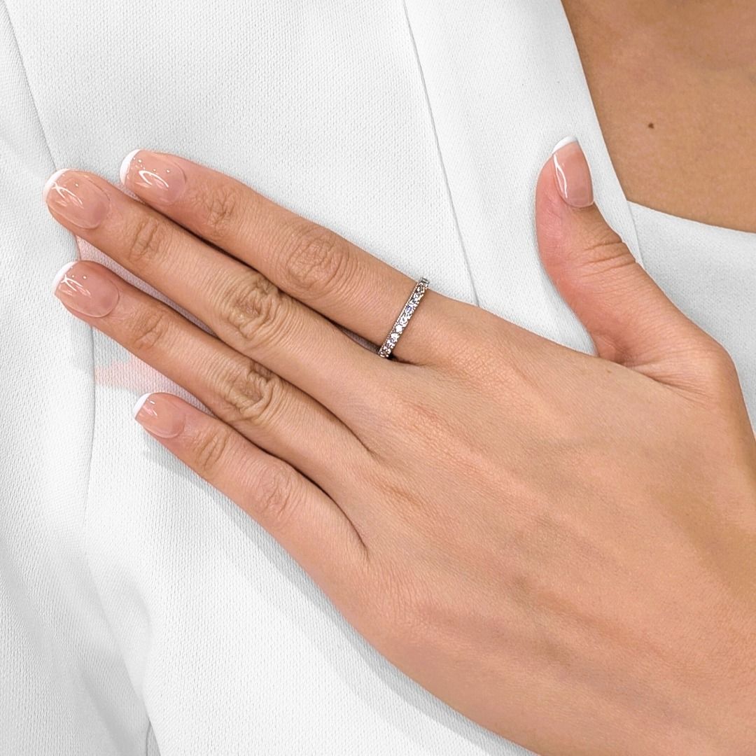 Polished 0.46ct Platinum Half Eternity Diamond Ring (New-Unworn)