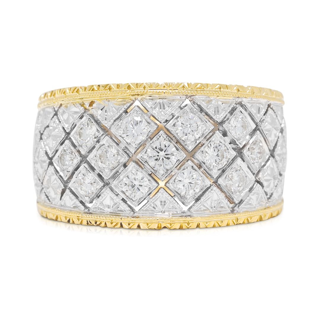 Precious 0.32ct Diamond Lattice Ring in 18K Two-Toned Gold