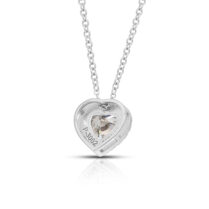 Precious 1.21ct Diamonds Necklace with Halo Heart-Shaped Pendant in 18k White Gold - IGI Certified