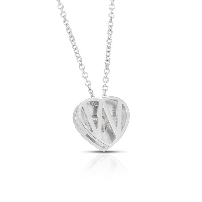 Precious 1.46ct Diamonds Necklace with Heart Pendant in 18k White Gold - IGI Certified