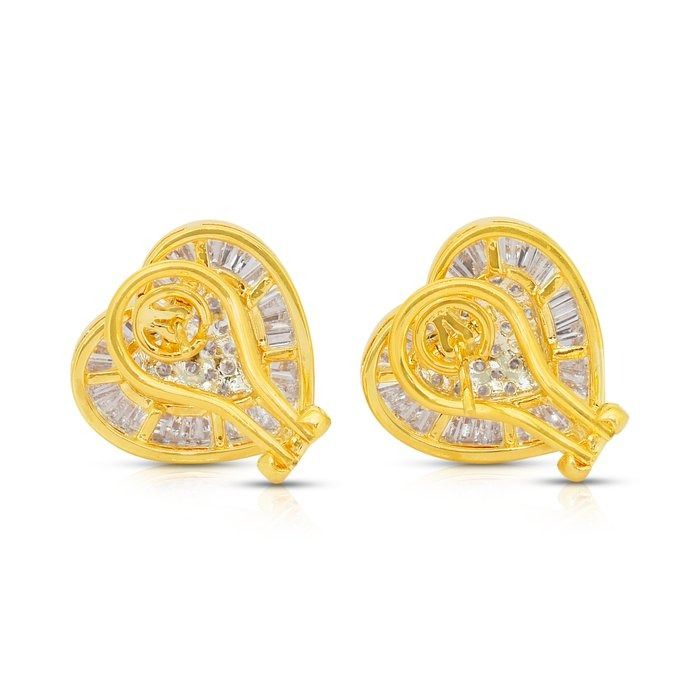 Precious 2.37ct Diamonds Heart-Shaped Earrings in 18k Yellow & White Gold - IGI Certified