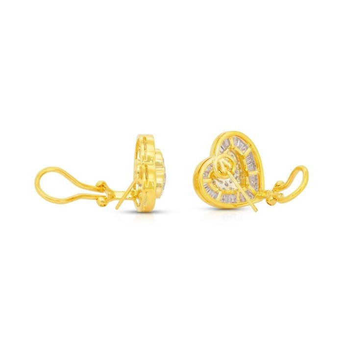 Precious 2.37ct Diamonds Heart-Shaped Earrings in 18k Yellow & White Gold - IGI Certified
