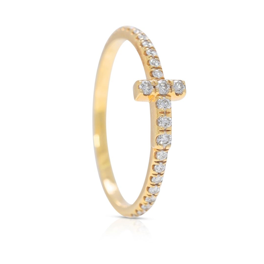 Prestigious 0.35ct Natural Diamonds Tiffany & Co. Ring in 18K Yellow Gold