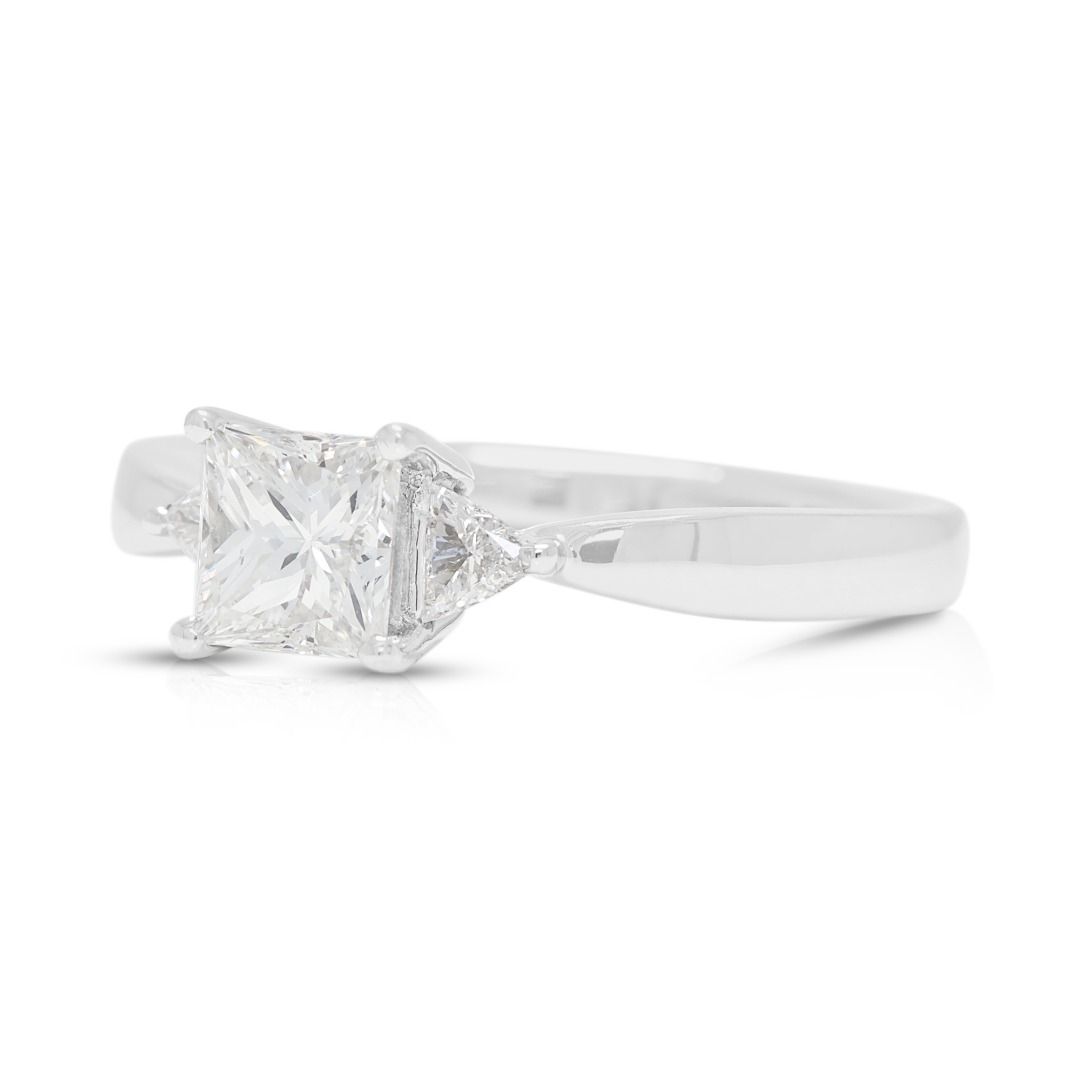Prestigious 0.79ct Natural Diamond Three-Stone Ring in Platinum - GIA Certified