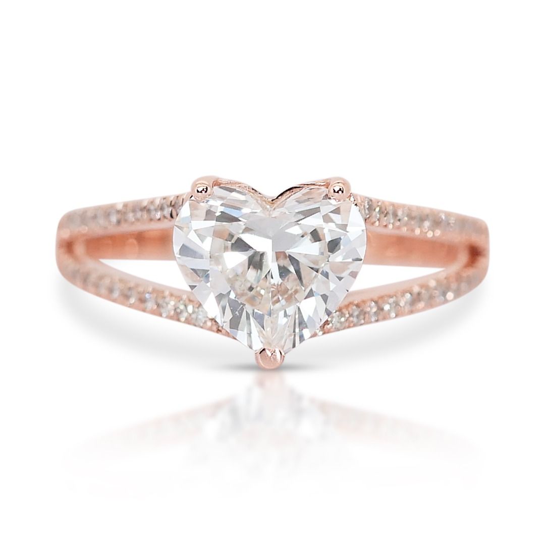 Pretty 2.03ct Diamond Pave Ring in 18K Rose Gold
