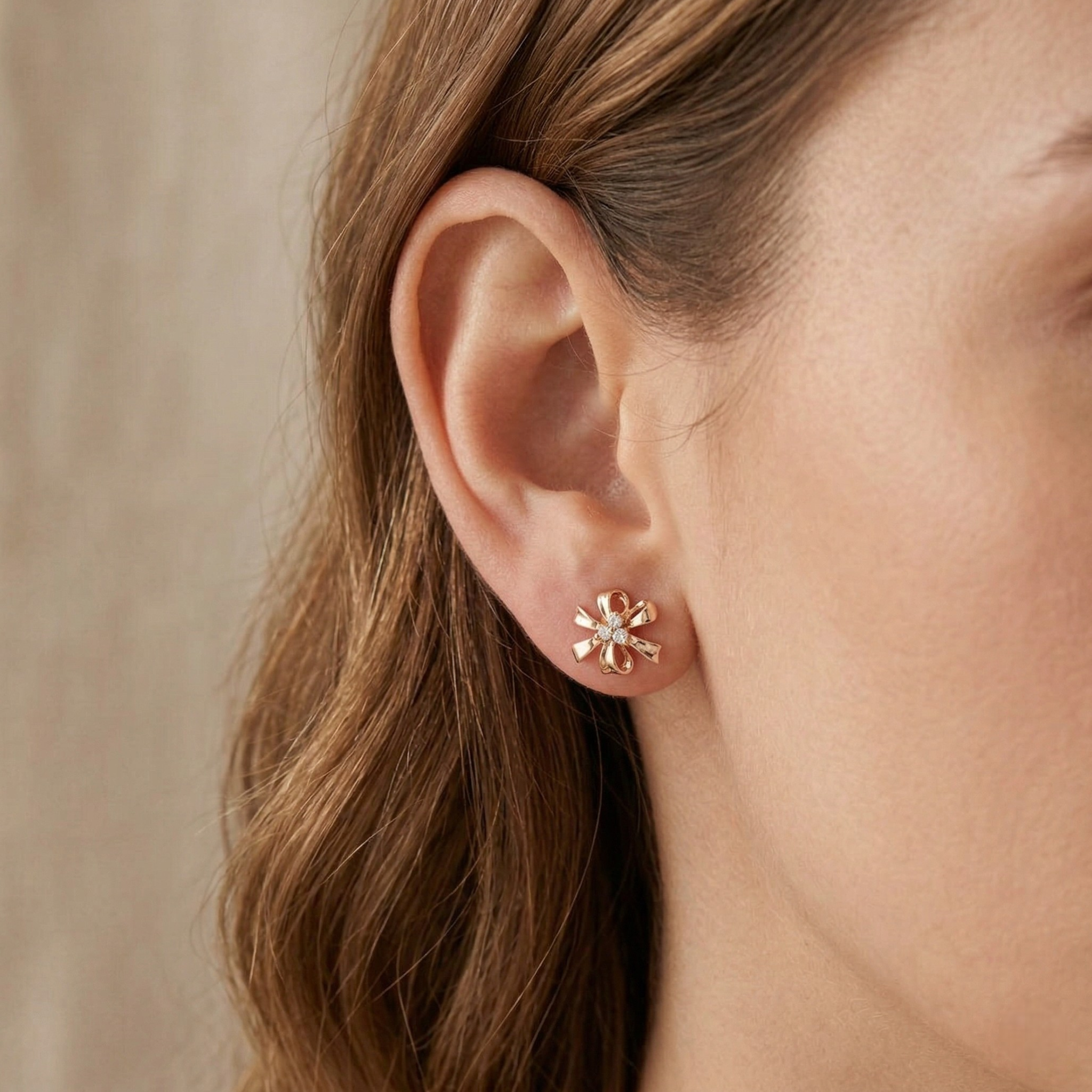 Chic 0.12ct Diamond Floral Earrings in 14K Rose Gold