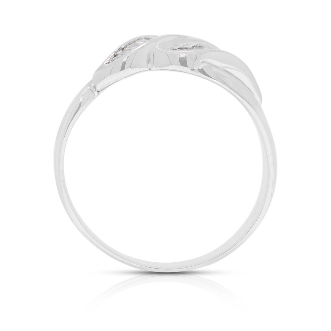 Radiant 0.28ct Natural Diamond Tapered Wave Ring in 18K White Gold