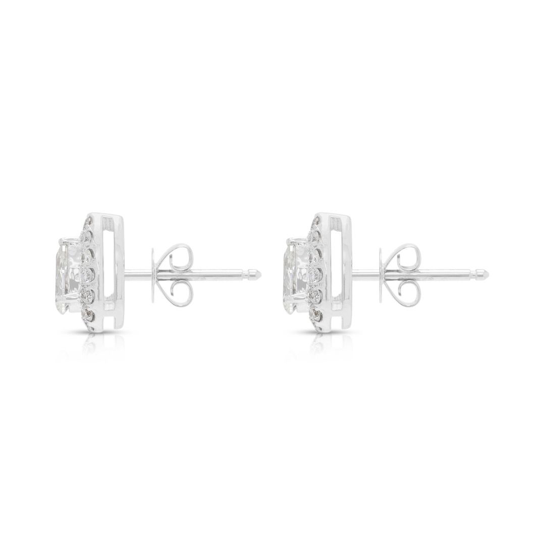 Strahlende 0,54ct Halo Diamant Ohrstecker in 18K Weißgold