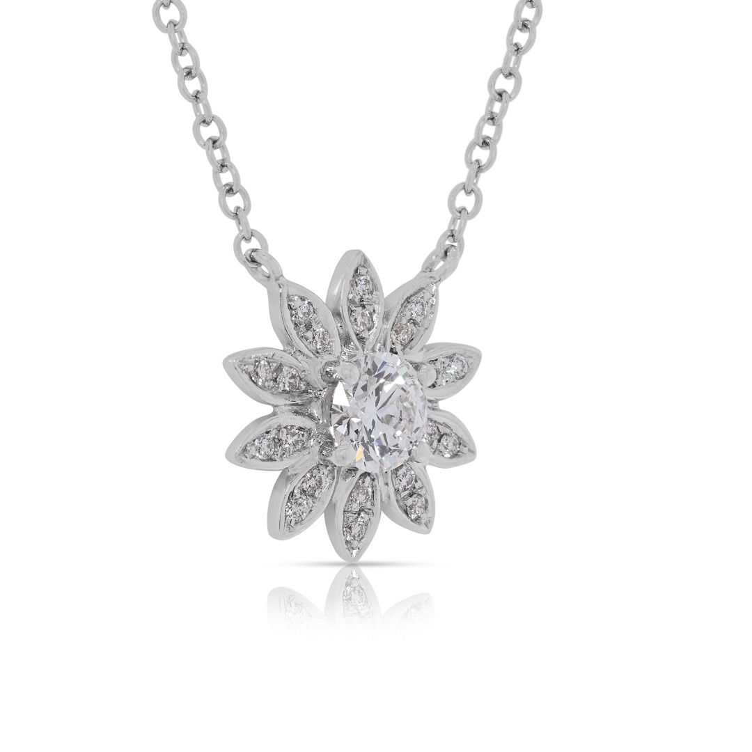 Radiant 0.75ct GIA-Certified Diamond Flower Necklace in 18K White Gold - GIA Certificate