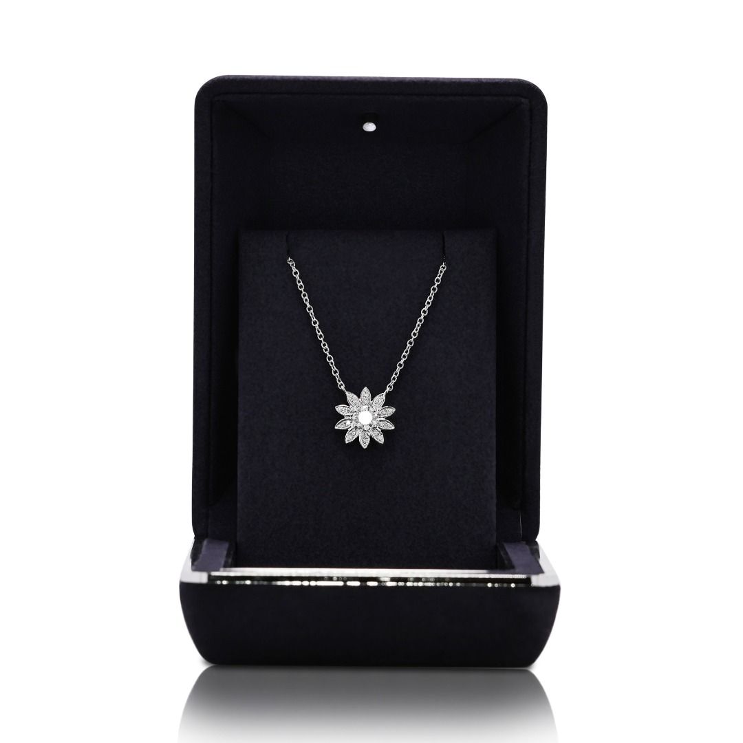 Radiant 0.75ct GIA-Certified Diamond Flower Necklace in 18K White Gold - GIA Certificate