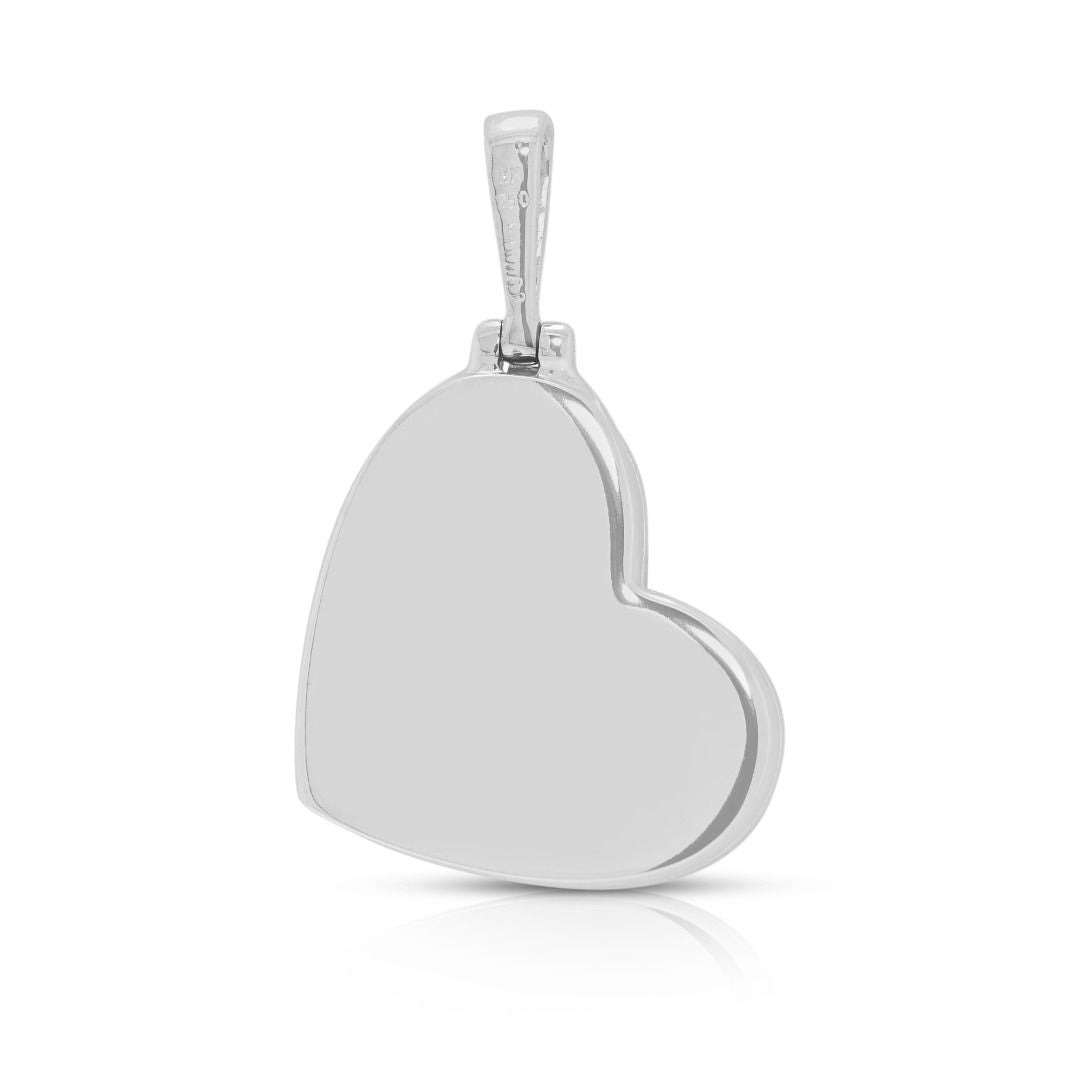 Radiant 0.83ct Natural Diamond Heart Pendant in 18K White Gold