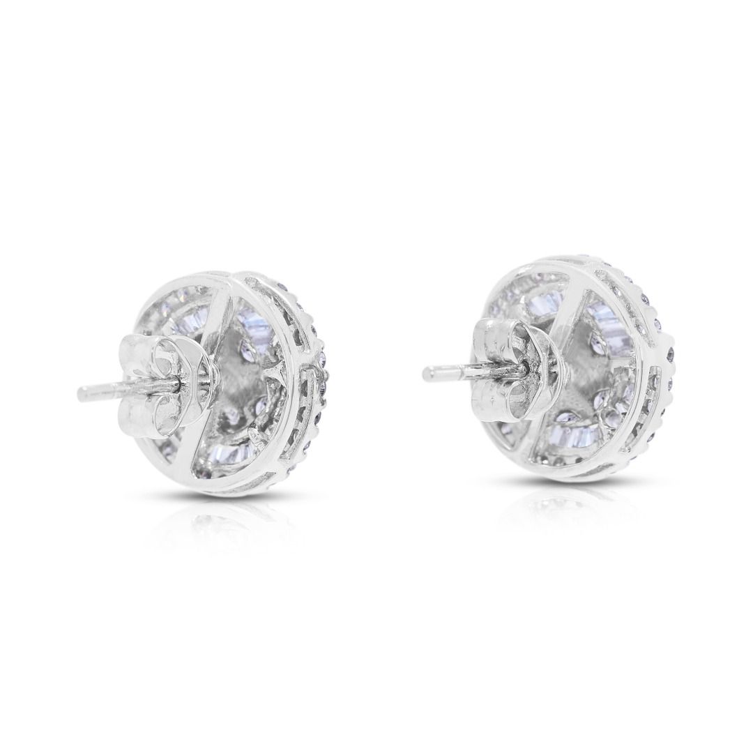 Radiant 1.00ct Diamond Halo Stud Earrings in 18K White Gold (New-Unworn)