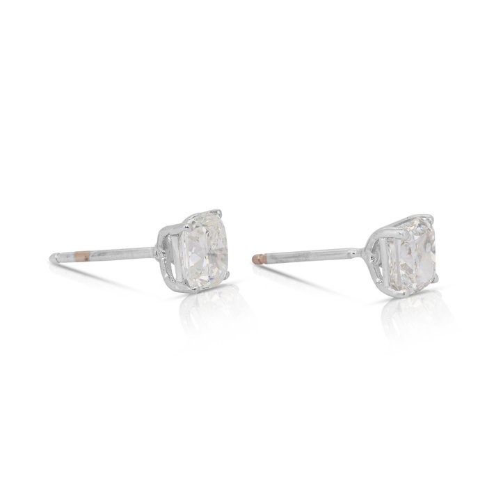 Radiant 2.03ct Diamonds Stud Earrings in 18k White Gold - IGI Certified