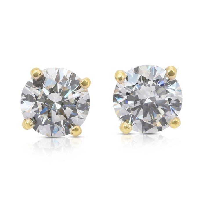 Radiant 2.05ct Diamonds Stud Earrings in 18k Yellow Gold - IGI Certified