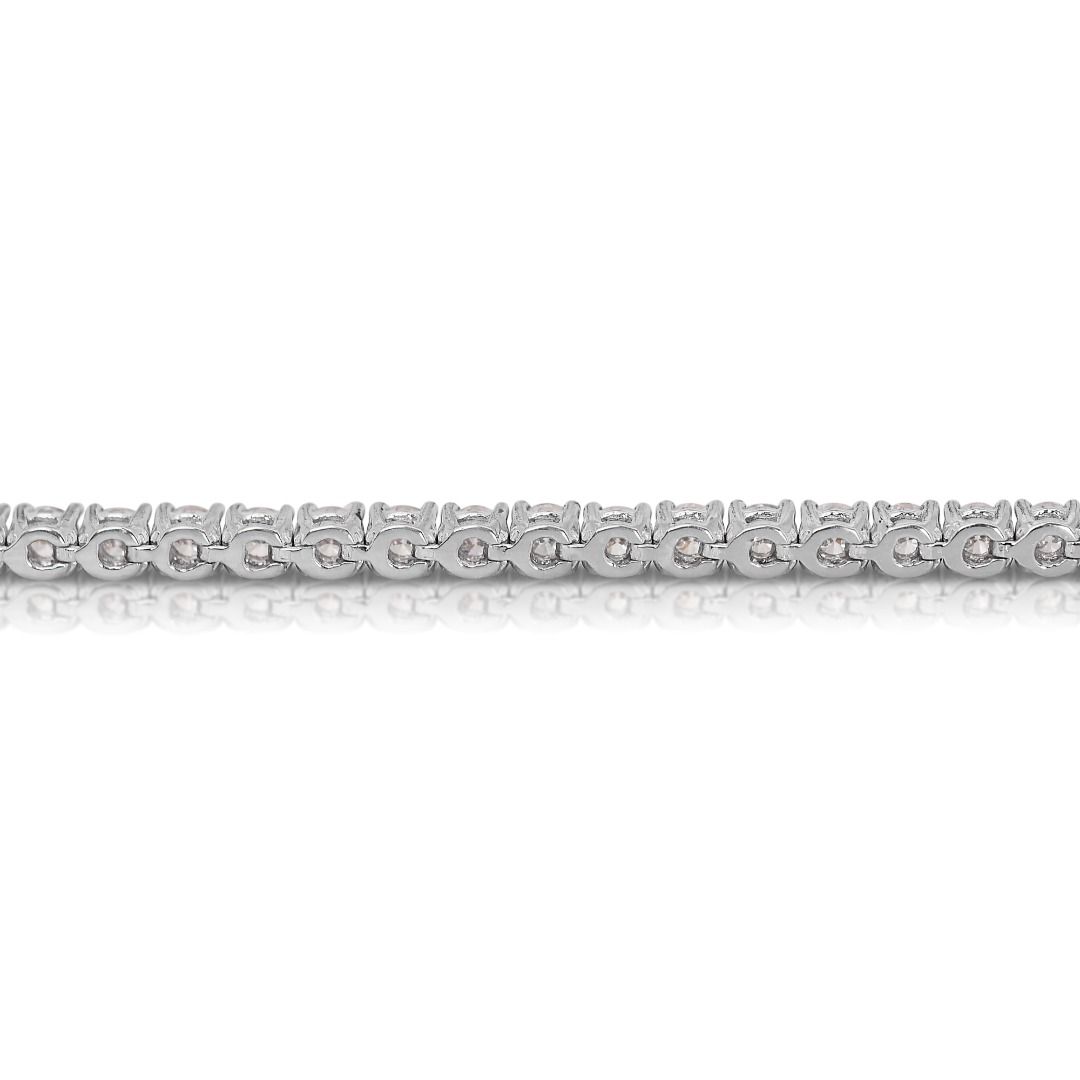 Radiant 5 carat and 32 points Natural Diamond Tennis Bracelet in 14K White Gold with IGI