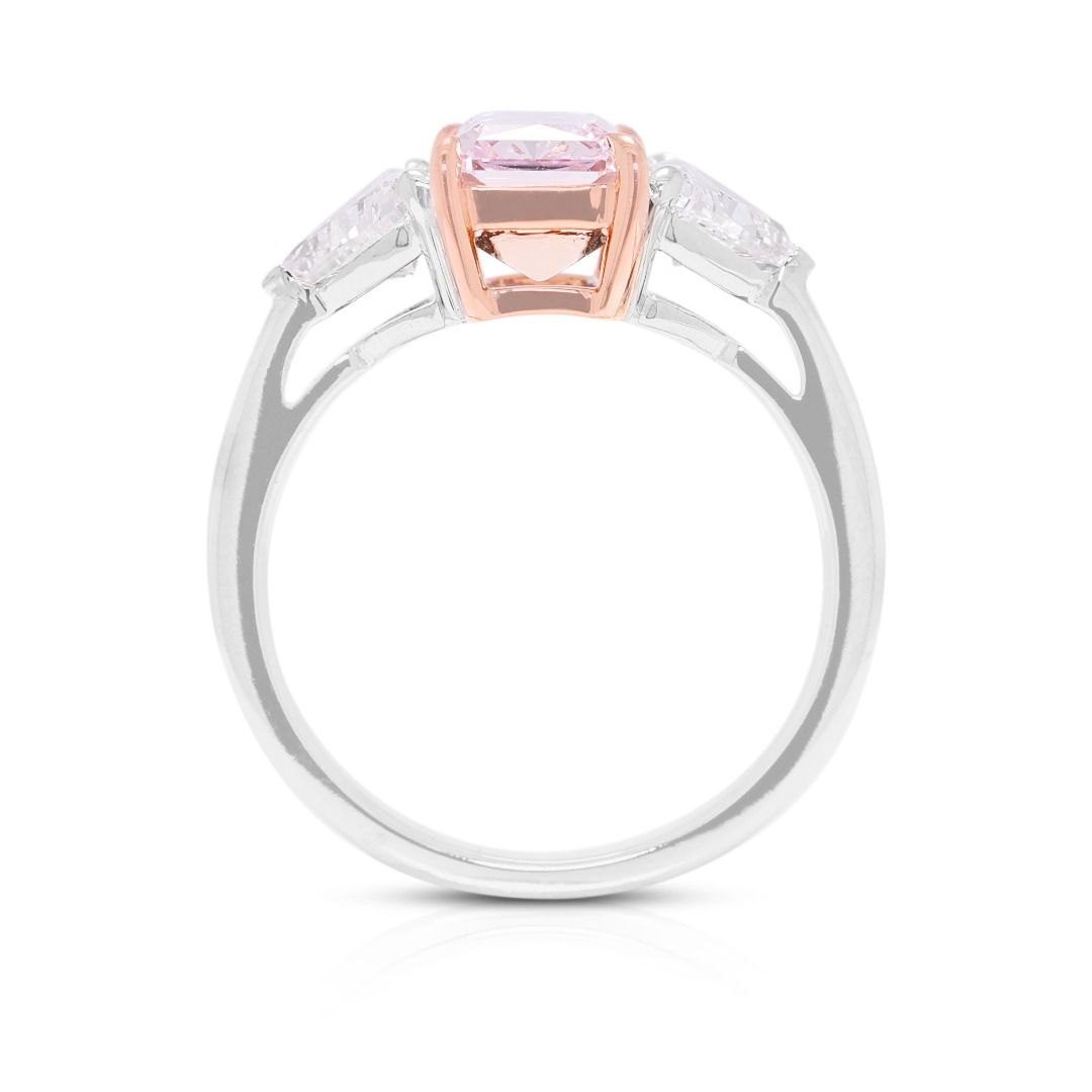 Seltener 2,69 Karat Ring mit pink-lila & weißen Diamanten in 18 Karat zweifarbigem Gold (Neu) – GIA-zertifiziert