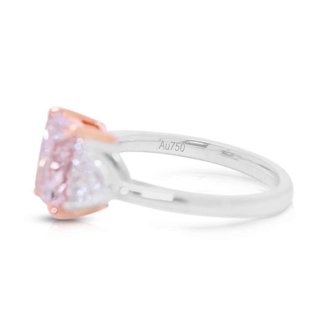 Seltener 2,69 Karat Ring mit pink-lila & weißen Diamanten in 18 Karat zweifarbigem Gold (Neu) – GIA-zertifiziert
