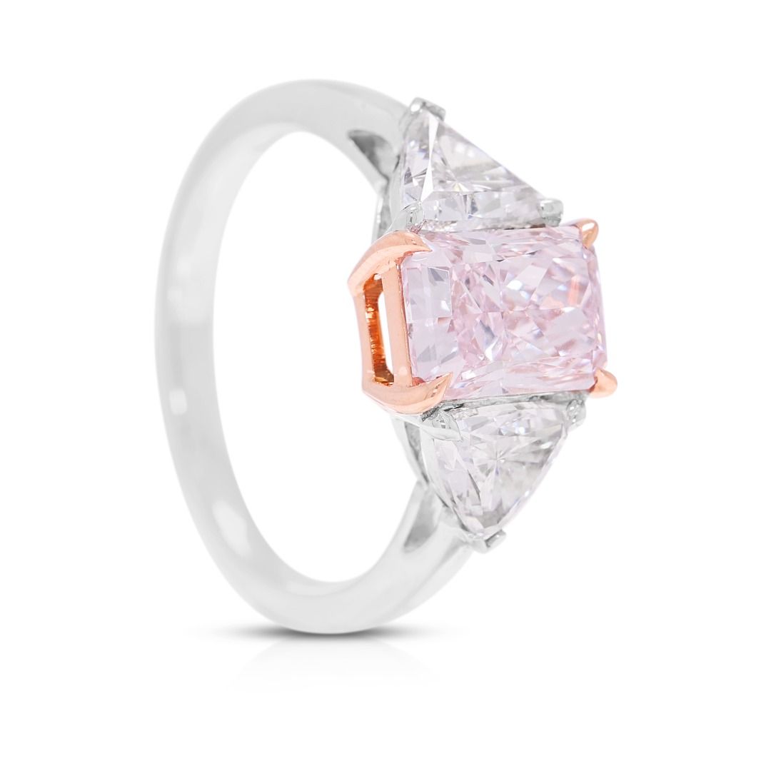 Seltener 2,69 Karat Ring mit pink-lila & weißen Diamanten in 18 Karat zweifarbigem Gold (Neu) – GIA-zertifiziert