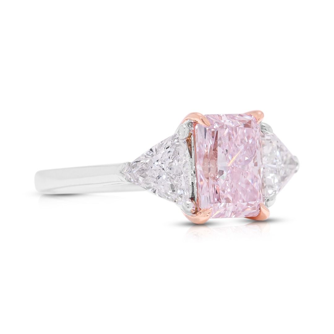 Seltener 2,69 Karat Ring mit pink-lila & weißen Diamanten in 18 Karat zweifarbigem Gold (Neu) – GIA-zertifiziert