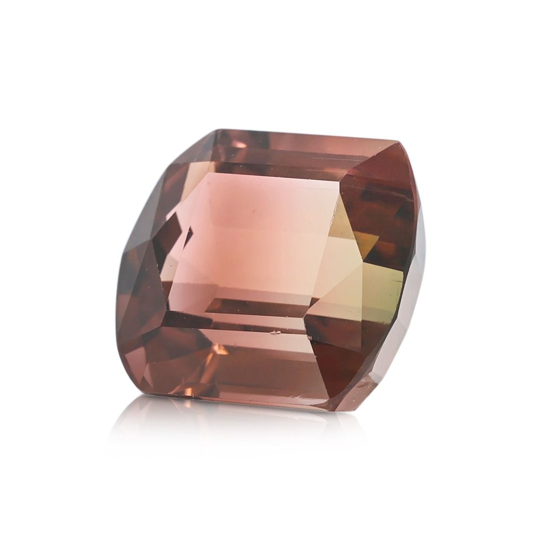 Rare 9.25ct Bi-Color Cushion Cut Natural Tourmaline Loose Gemstone with NGI Certificate