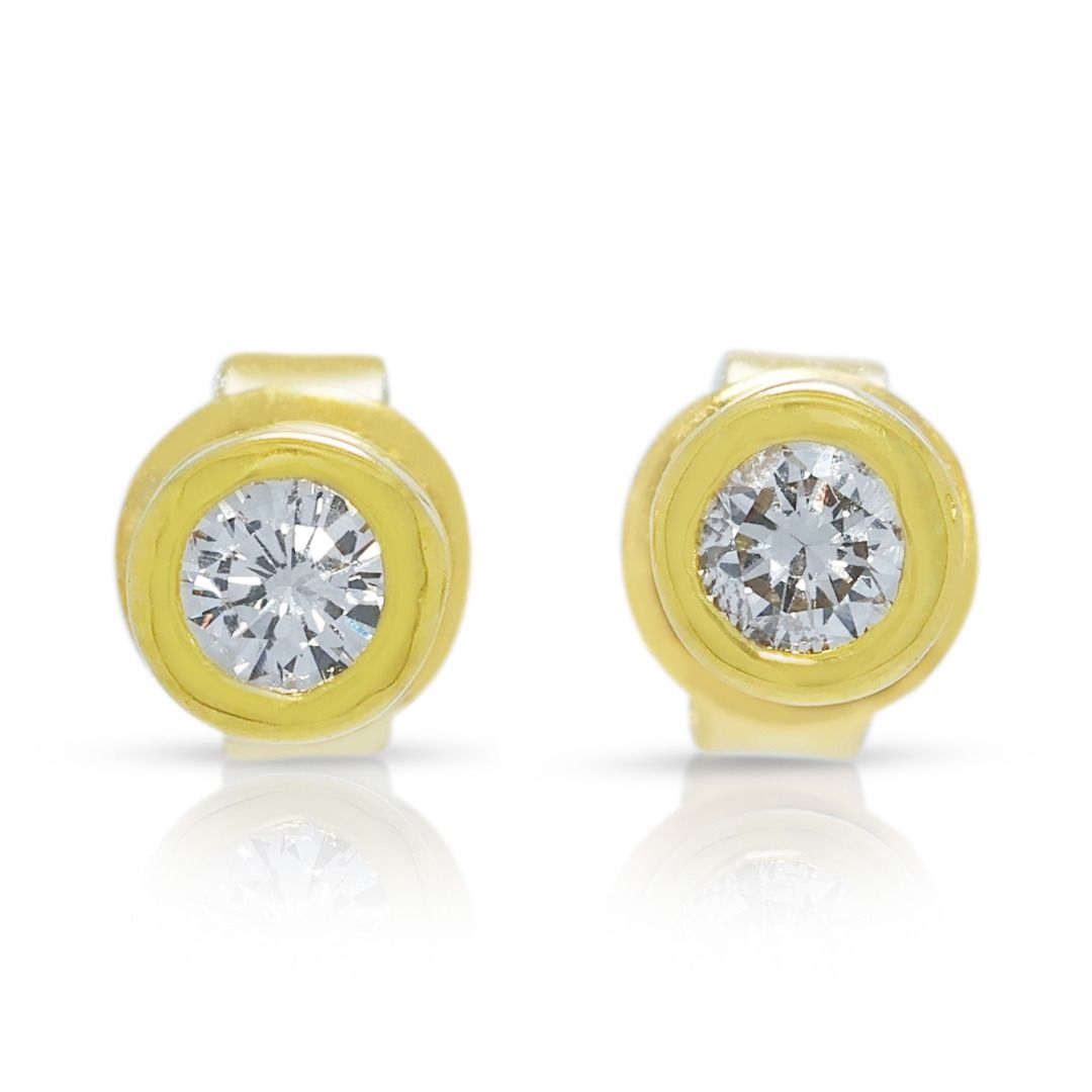 Refined 0.10ct Diamond Bezel Studs in 18K Yellow Gold
