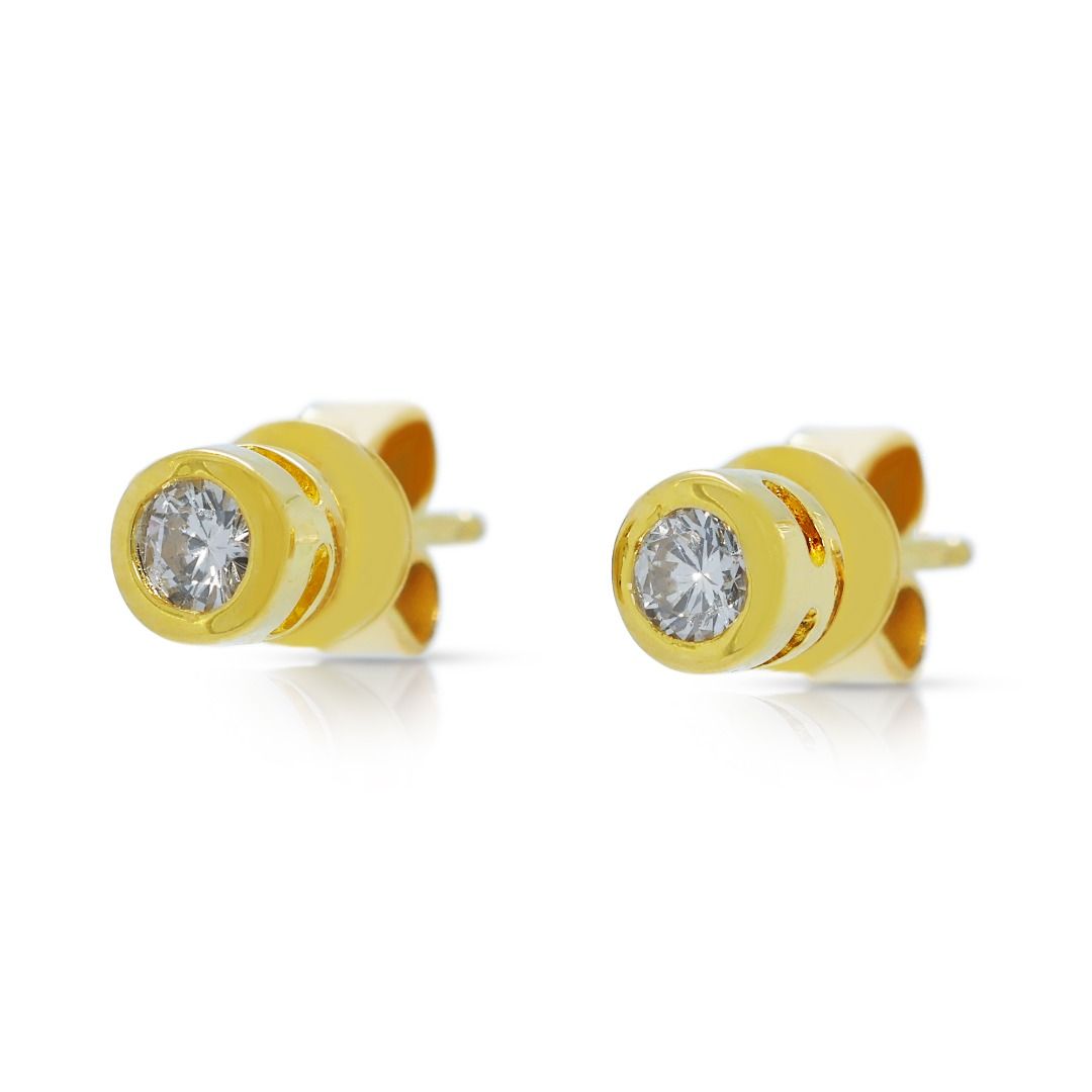 Refined 0.10ct Diamond Bezel Studs in 18K Yellow Gold