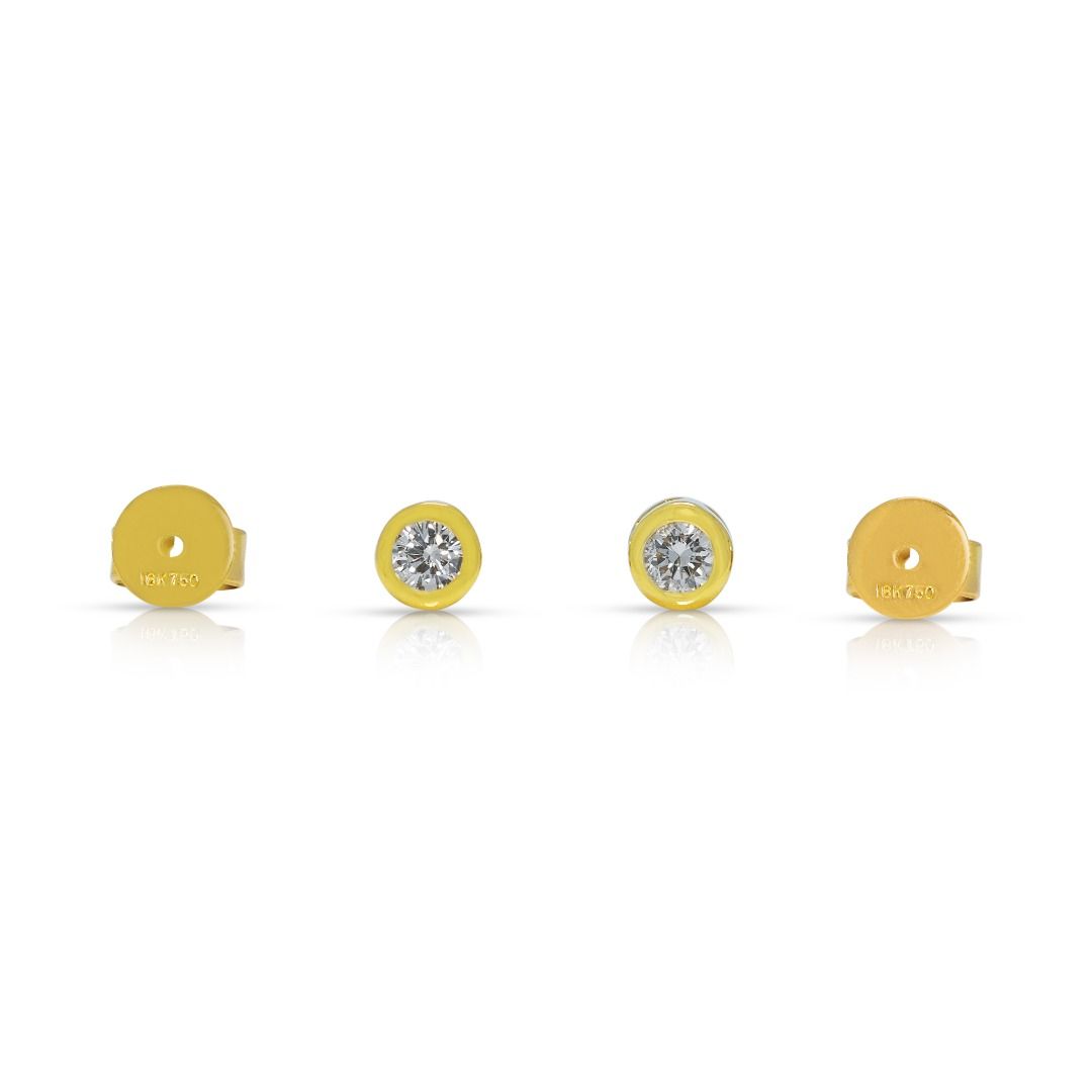Refined 0.10ct Diamond Bezel Studs in 18K Yellow Gold