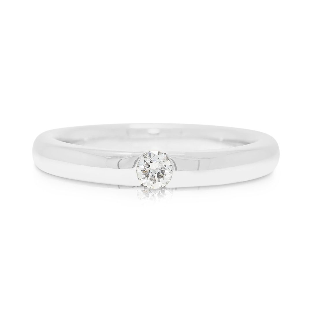 Refined 0.15ct Natural Diamond Round Brilliant Solitaire Ring in Platinum