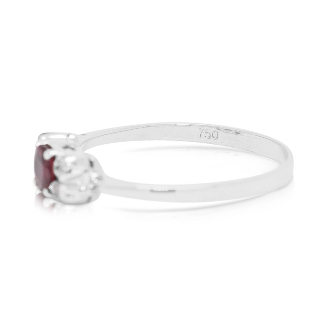Refined 0.23ct Ruby & Diamond Ring in 18K White Gold