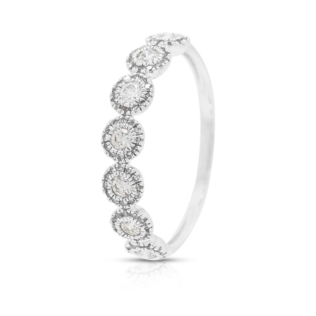 Refined 0.24ct Diamond Cluster Band Ring in 18K White Gold