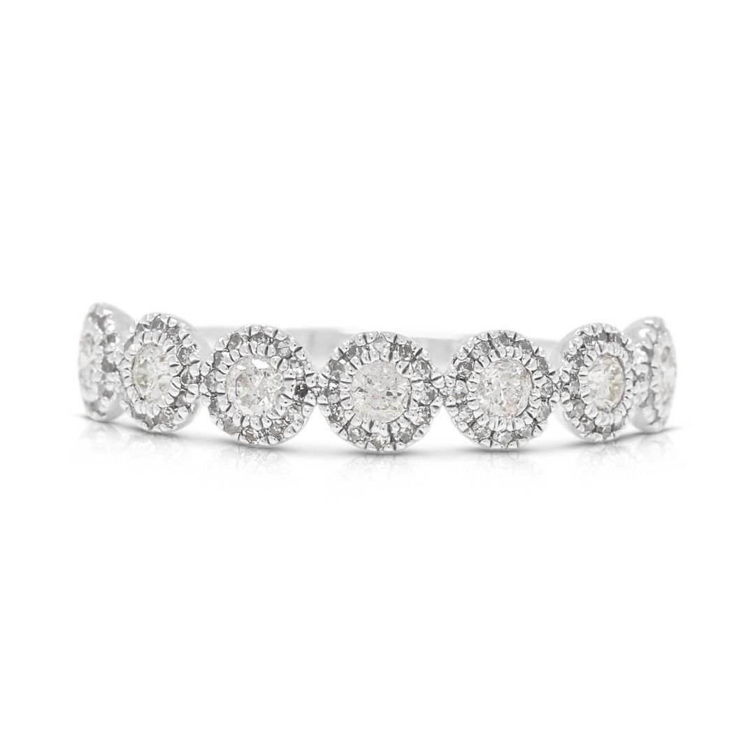 Refined 0.24ct Diamond Cluster Band Ring in 18K White Gold
