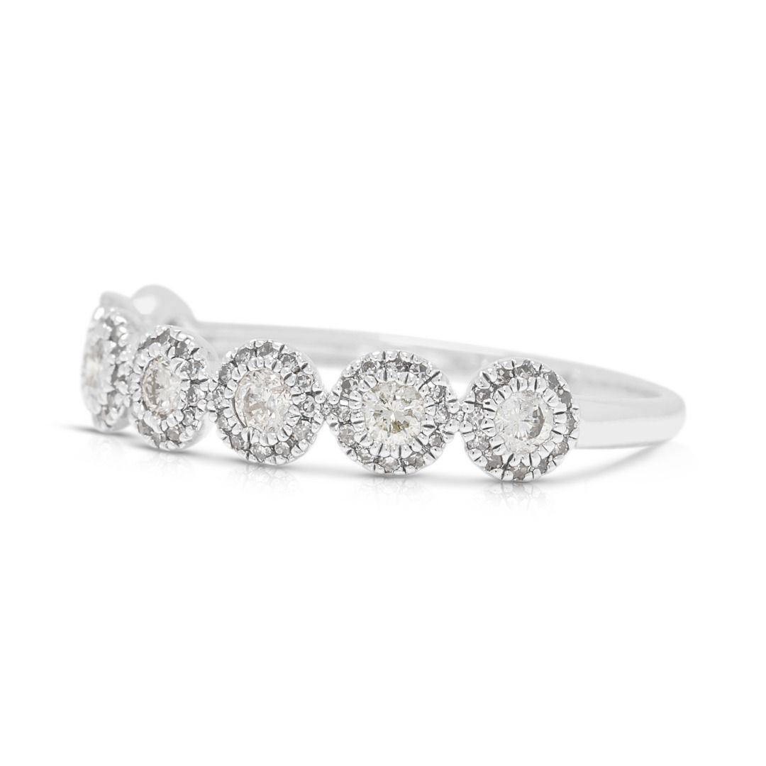 Refined 0.24ct Diamond Cluster Band Ring in 18K White Gold