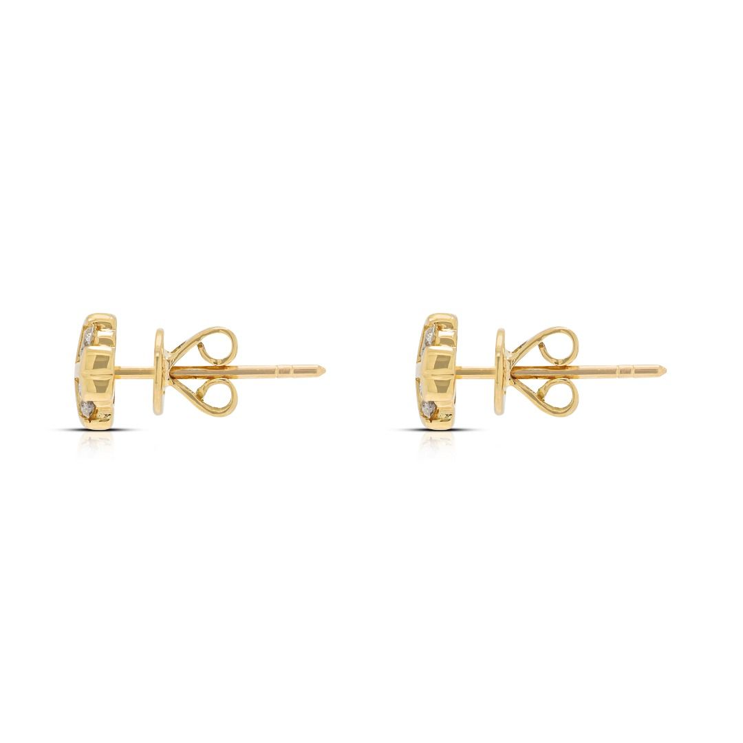 Elegante 0,40 Karat Diamant-Ohrringe im Blumenmuster aus 20K Gelbgold