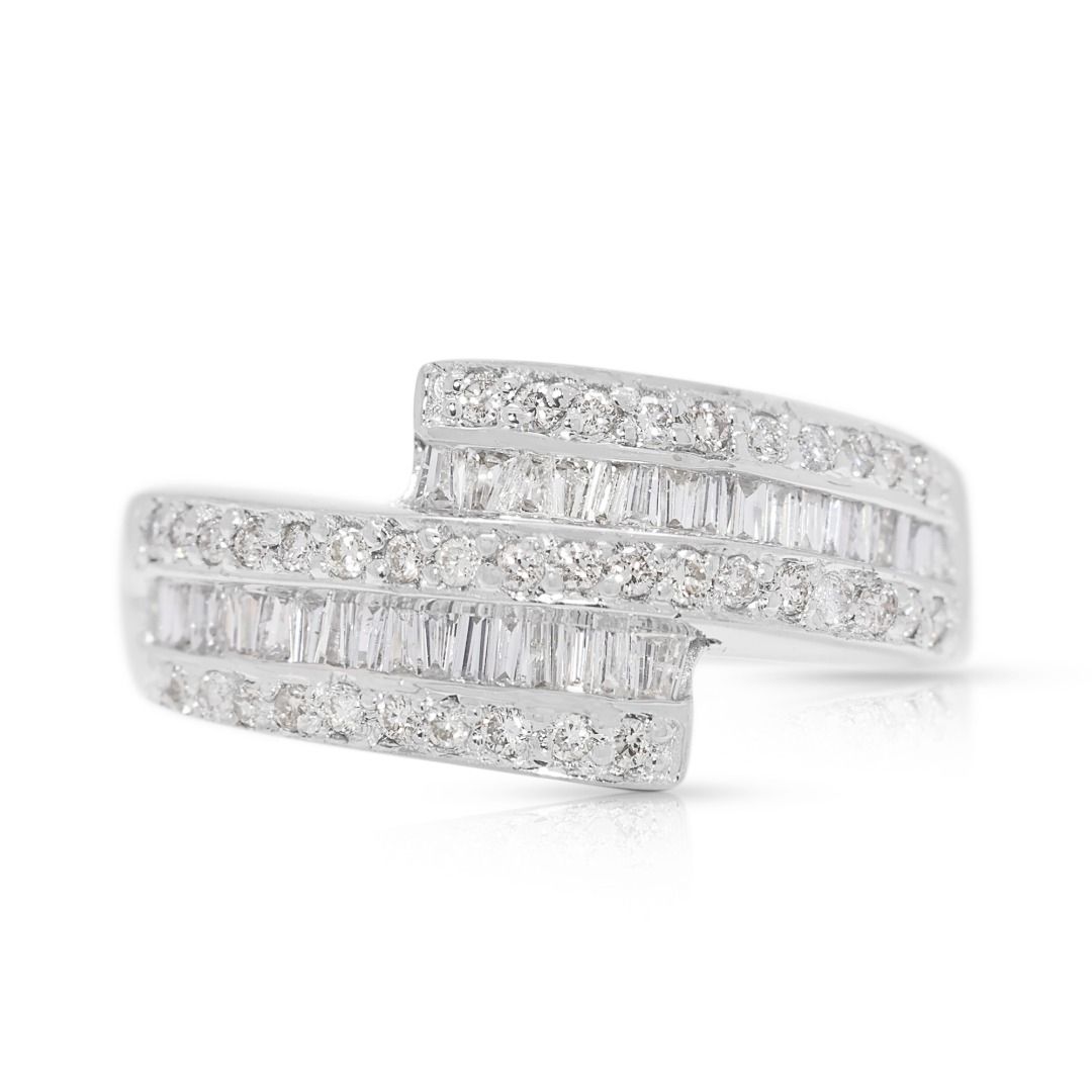 Refined 0.54ct Diamond Wrap Ring in 18K White Gold (New-Unworn)