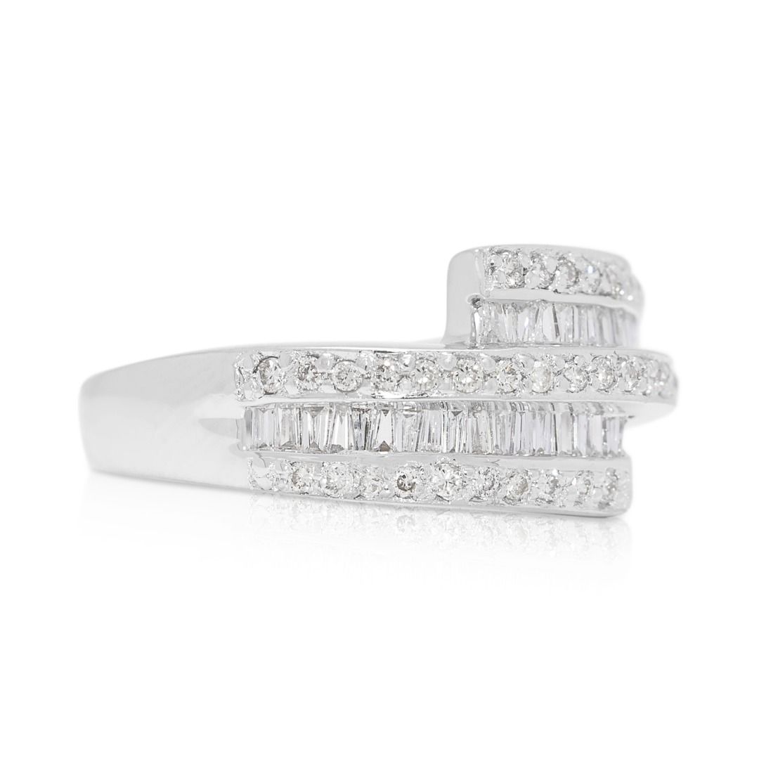 Refined 0.54ct Diamond Wrap Ring in 18K White Gold (New-Unworn)